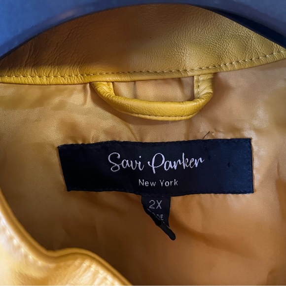 Y2K Savi Parker New York Size Faux Leather Jacket Coat Mustard Yellow Size 2x - Picture 3 of 4
